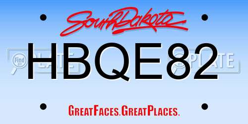 HBQE82 South Dakota License Plate