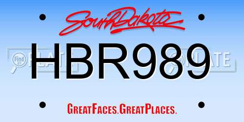 HBR989 South Dakota License Plate