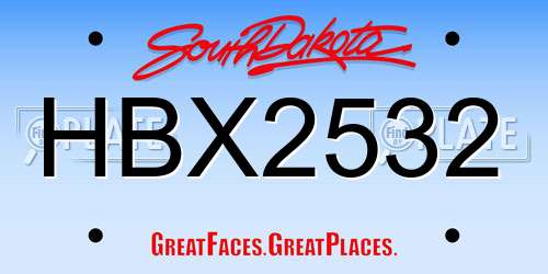 HBX2532 South Dakota License Plate