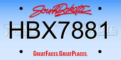 HBX7881 South Dakota License Plate