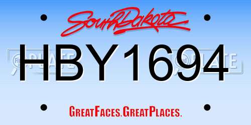 HBY1694 South Dakota License Plate