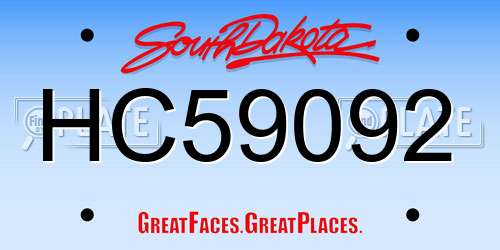 HC59092 South Dakota License Plate