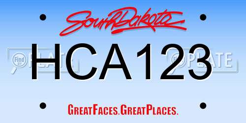 HCA123 South Dakota License Plate