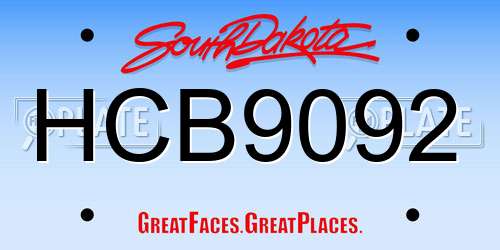HCB9092 South Dakota License Plate