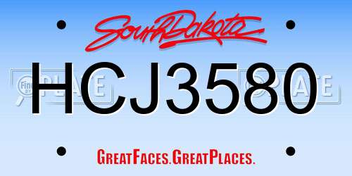 HCJ3580 South Dakota License Plate