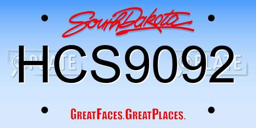 HCS9092 South Dakota License Plate