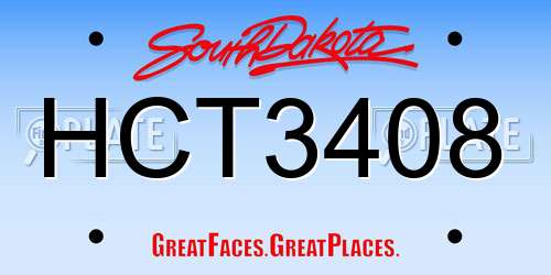 HCT3408 South Dakota License Plate