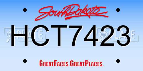 HCT7423 South Dakota License Plate
