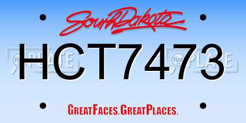 HCT7473 South Dakota License Plate