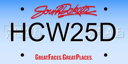 HCW25D South Dakota License Plate