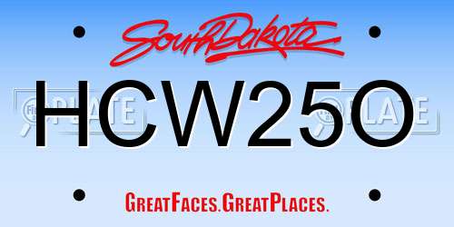 HCW25O South Dakota License Plate
