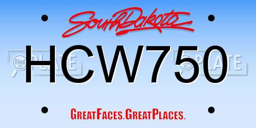 HCW750 South Dakota License Plate