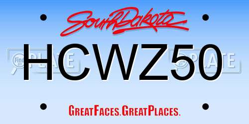 HCWZ50 South Dakota License Plate