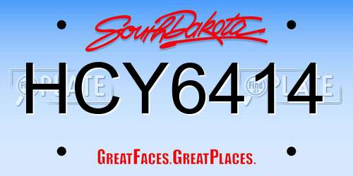 HCY6414 South Dakota License Plate