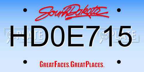 HD0E715 South Dakota License Plate