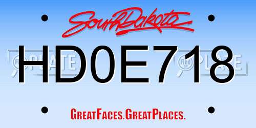 HD0E718 South Dakota License Plate