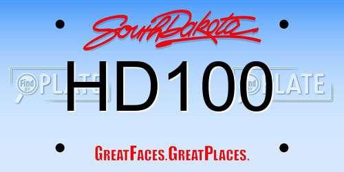 HD100 South Dakota License Plate