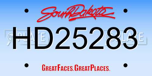 HD25283 South Dakota License Plate