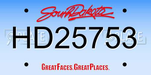 HD25753 South Dakota License Plate