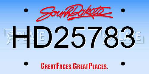HD25783 South Dakota License Plate