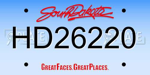 HD26220 South Dakota License Plate