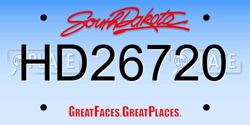 HD26720 South Dakota License Plate