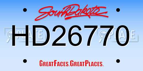 HD26770 South Dakota License Plate