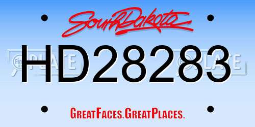 HD28283 South Dakota License Plate