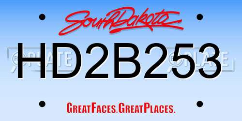 HD2B253 South Dakota License Plate