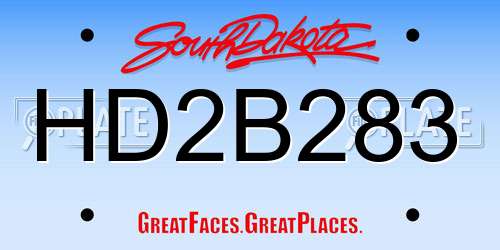 HD2B283 South Dakota License Plate