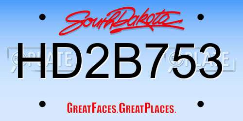 HD2B753 South Dakota License Plate