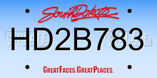 HD2B783 South Dakota License Plate