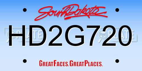 HD2G720 South Dakota License Plate