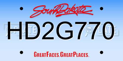 HD2G770 South Dakota License Plate
