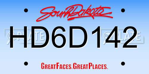 HD6D142 South Dakota License Plate