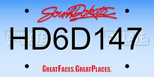 HD6D147 South Dakota License Plate
