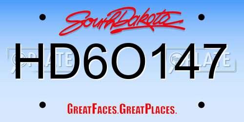 HD6O147 South Dakota License Plate