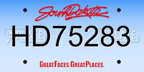 HD75283 South Dakota License Plate