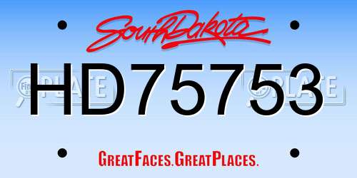 HD75753 South Dakota License Plate
