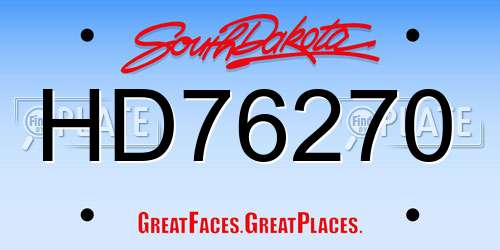HD76270 South Dakota License Plate