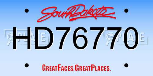 HD76770 South Dakota License Plate