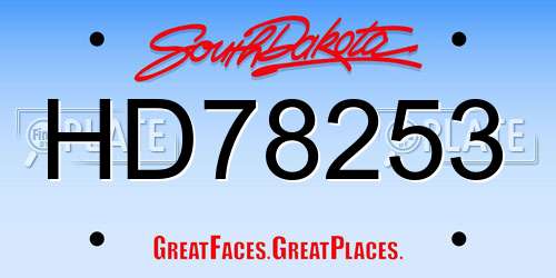 HD78253 South Dakota License Plate
