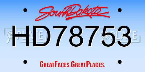 HD78753 South Dakota License Plate