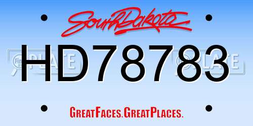 HD78783 South Dakota License Plate