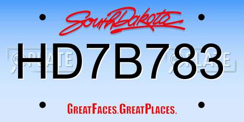HD7B783 South Dakota License Plate