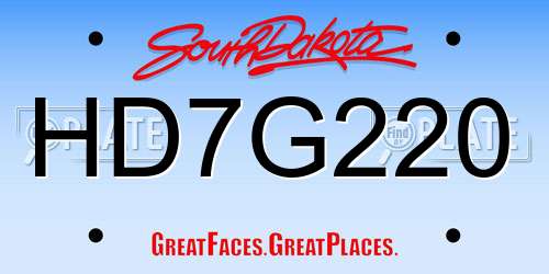 HD7G220 South Dakota License Plate