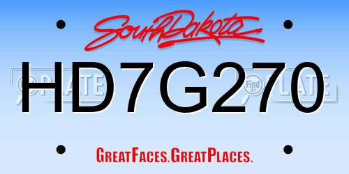 HD7G270 South Dakota License Plate