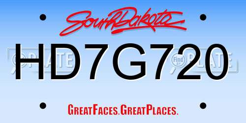 HD7G720 South Dakota License Plate