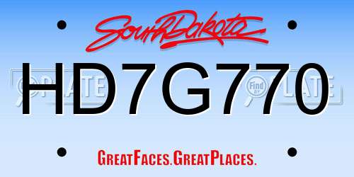 HD7G770 South Dakota License Plate