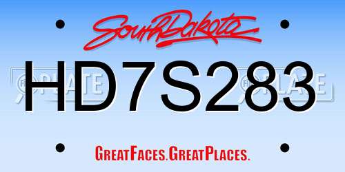 HD7S283 South Dakota License Plate